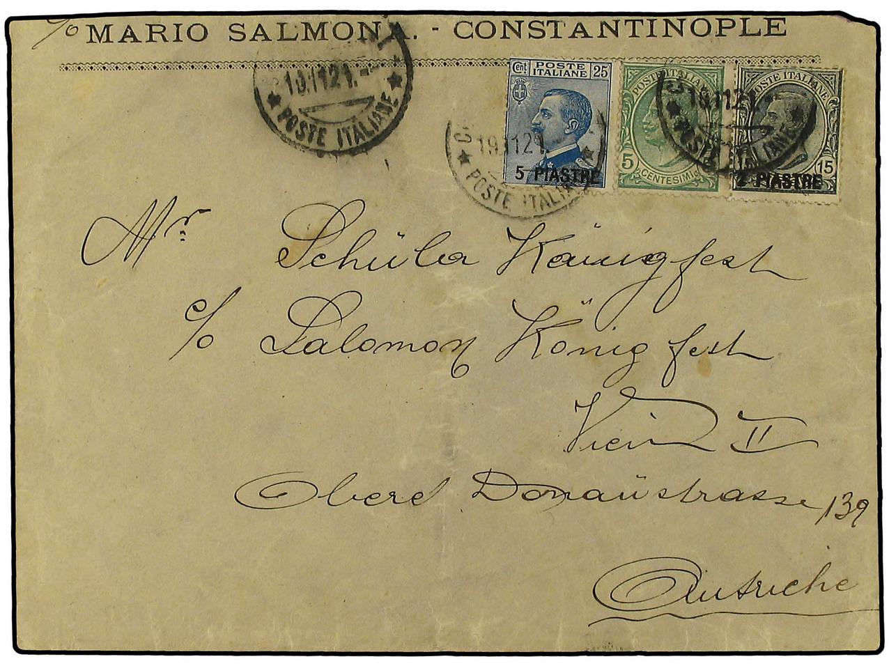 Lot 803 - italian colonies constantinople -  Soler Y Llach Stamps and Covers of the World