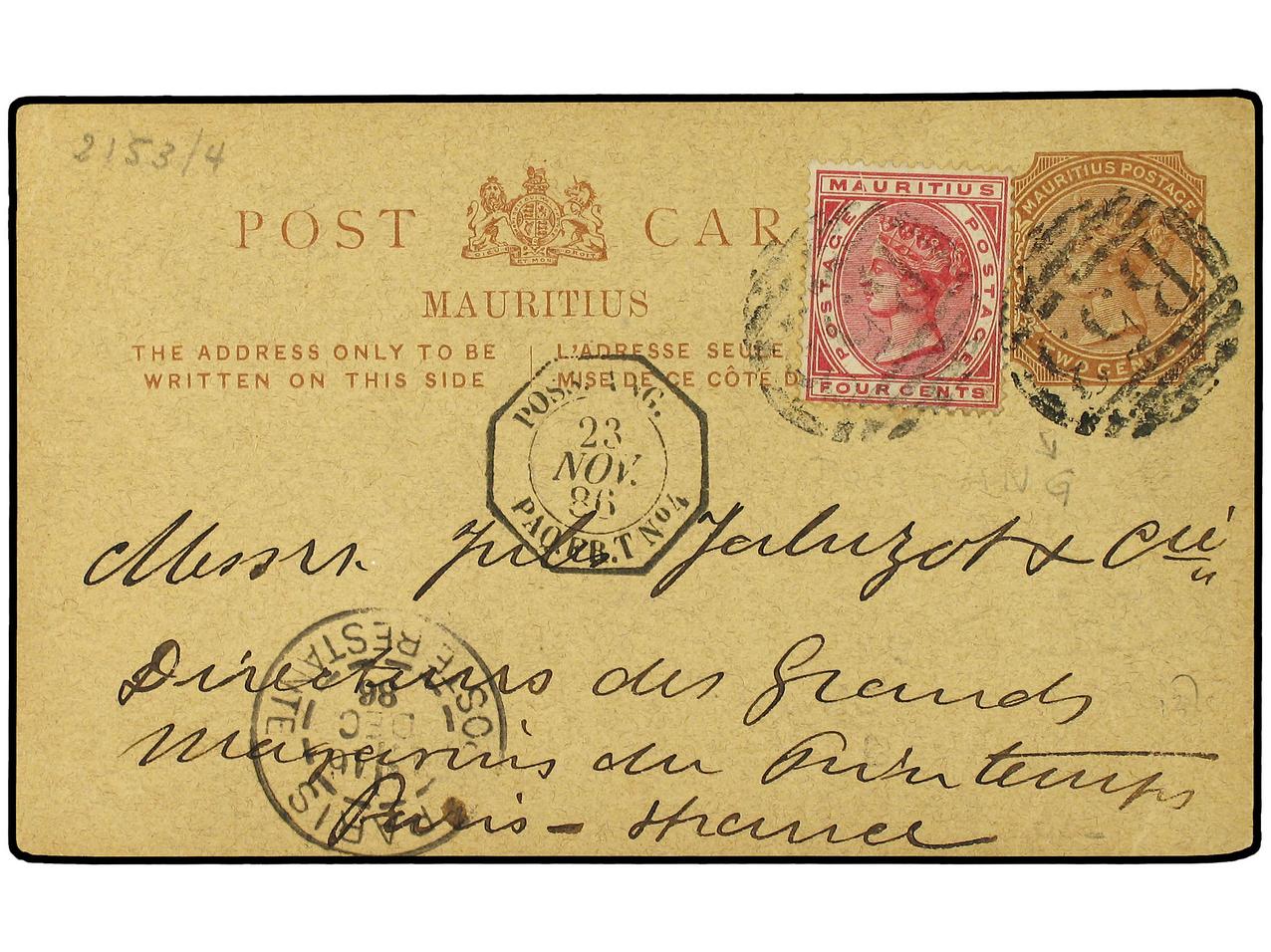 Lot 1053 - british colonies Mauritius - Soler Y Llach Stamps and Postal History of Spain, featuring China, Colombia – Prephilatelic Spanish period –, British Colonies, Japan, Portugal and Switzerland Lot 1053 - british colonies Mauritius - Soler Y Llach Stamps and Postal History of Spain, featuring China, Colombia – Prephilatelic Spanish period –, British Colonies, Japan, Portugal and Switzerland