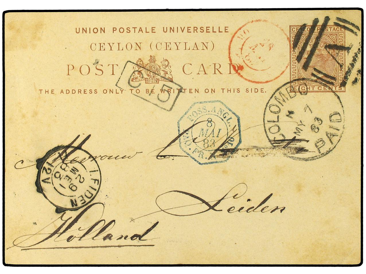 Lot 966 - british colonies Ceylon - Soler Y Llach Stamps and Postal History of Spain, featuring China, Colombia – Prephilatelic Spanish period –, British Colonies, Japan, Portugal and Switzerland Lot 966 - british colonies Ceylon - Soler Y Llach Stamps and Postal History of Spain, featuring China, Colombia – Prephilatelic Spanish period –, British Colonies, Japan, Portugal and Switzerland