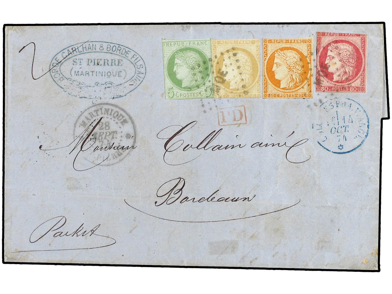 Lot 417 - french colonies martinique -  Soler Y Llach Stamps and Covers of the World