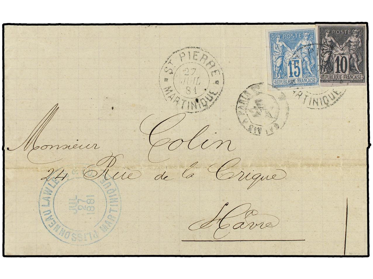 Lot 409 - french colonies martinique -  Soler Y Llach Stamps and Covers of the World