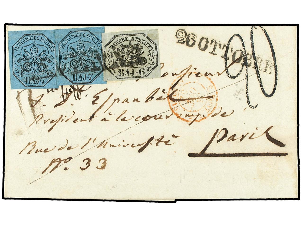 Lot 1166 - italian states papal states -  Soler Y Llach Stamps and Postal History of Spain, featuring China, Colombia – Prephilatelic Spanish period –, British Colonies, Japan, Portugal and Switzerland