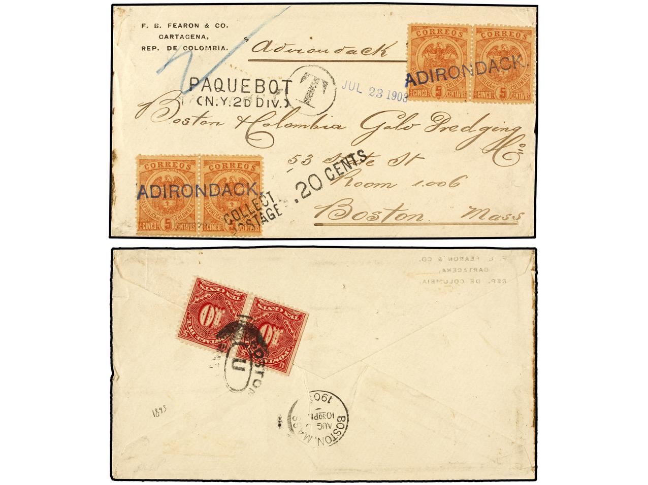 Lot 335 - Colombia Colombia -  Soler Y Llach Stamps and Postal History of Spain, featuring China, Colombia – Prephilatelic Spanish period –, British Colonies, Japan, Portugal and Switzerland