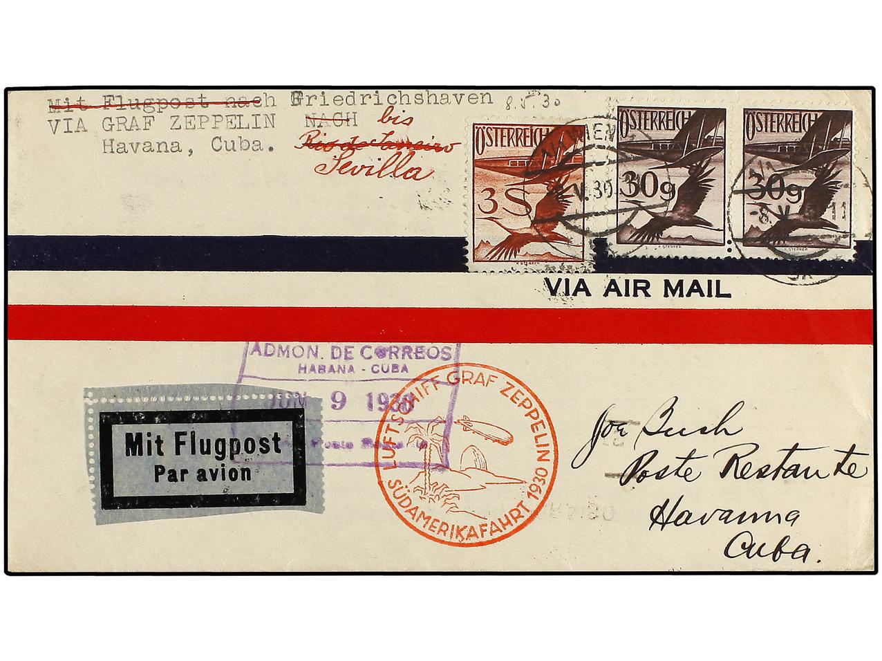 Lot 207 - Cuba Graf Zeppelin Flights to Cuba - Mangan Collection -  Soler Y Llach Stamps and Covers of the World