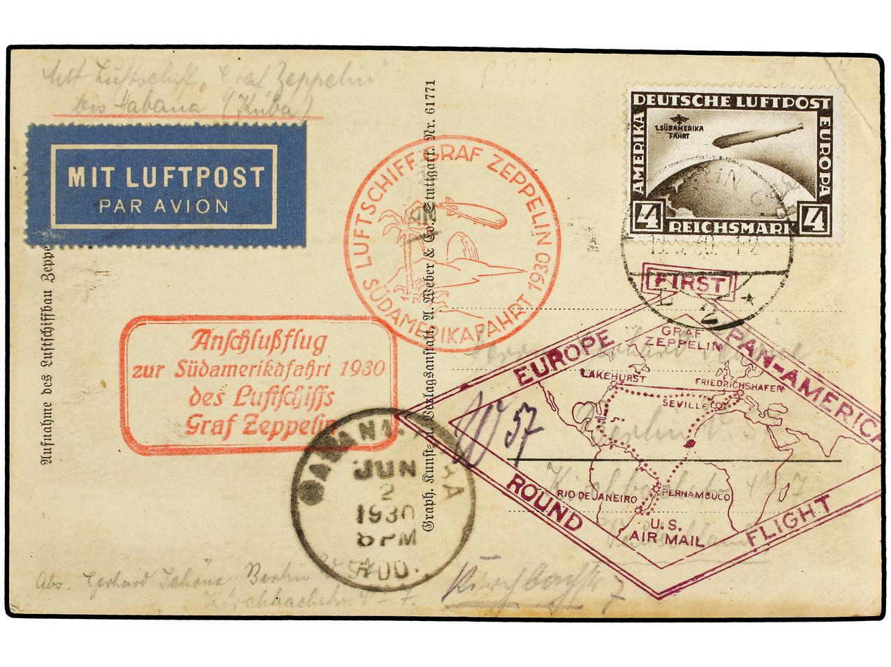 Lot 212 - Cuba Graf Zeppelin Flights to Cuba - Mangan Collection -  Soler Y Llach Stamps and Covers of the World
