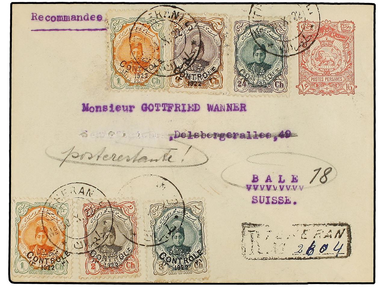 Lot 1158 - iran  -  Soler Y Llach Stamps and Postal History of Spain, featuring China, Colombia – Prephilatelic Spanish period –, British Colonies, Japan, Portugal and Switzerland