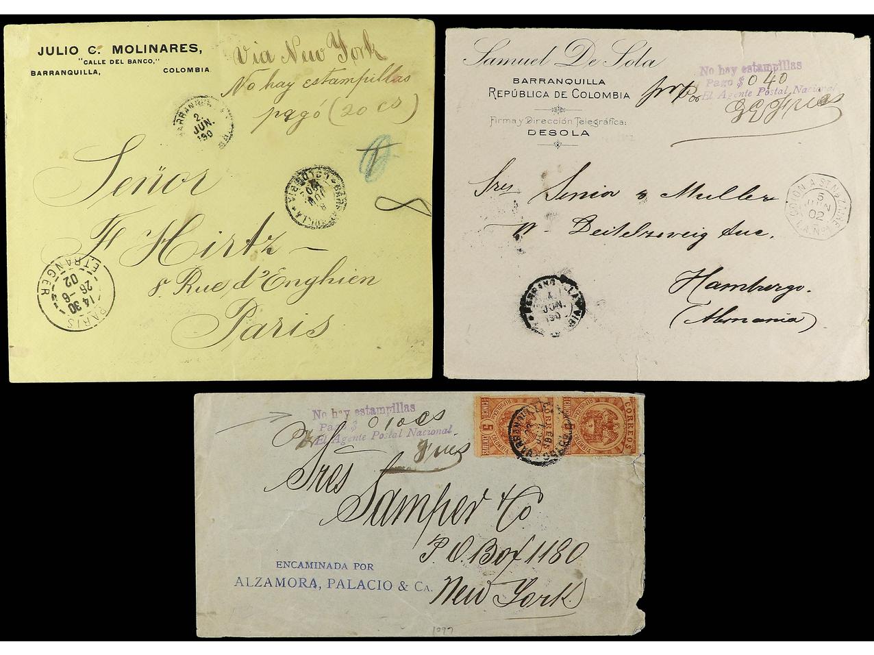 Lot 333 - Colombia Colombia -  Soler Y Llach Stamps and Postal History of Spain, featuring China, Colombia – Prephilatelic Spanish period –, British Colonies, Japan, Portugal and Switzerland