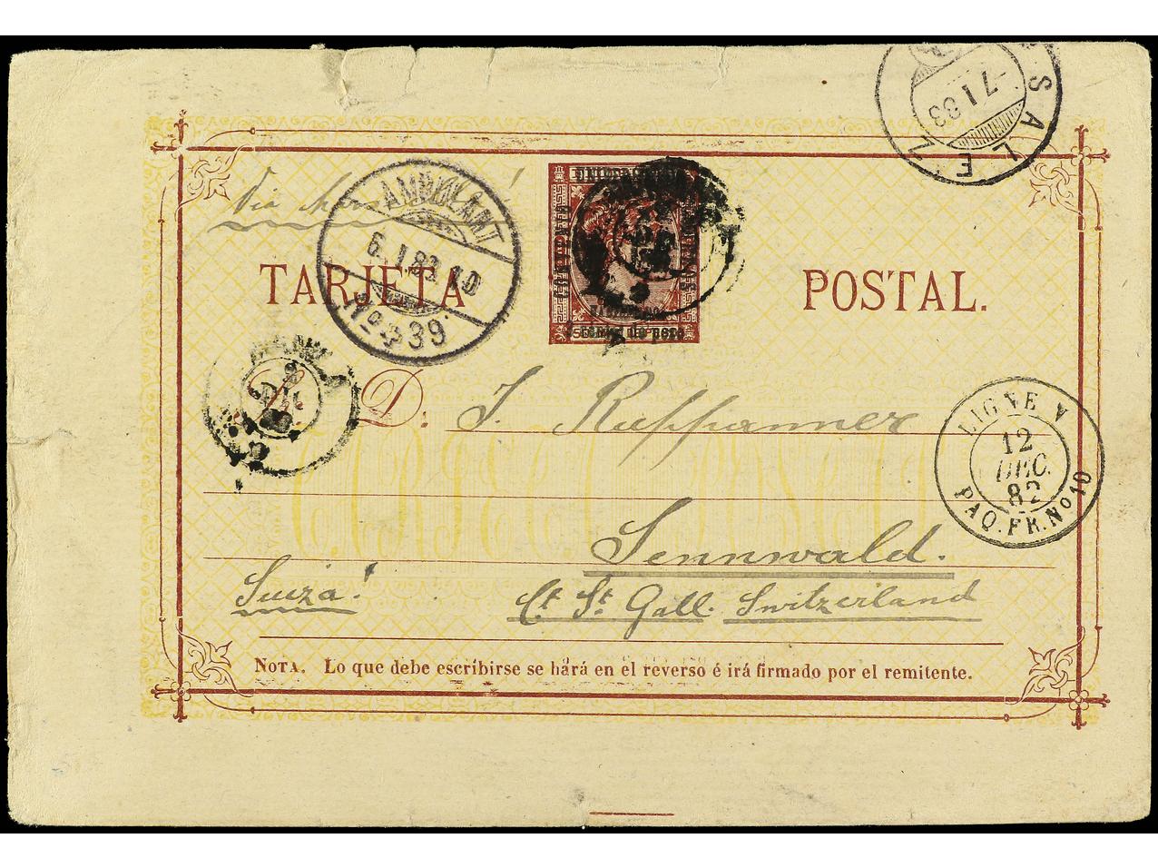 Lot 2256 - Philippines. Postal Stationery  -  Soler Y Llach B.P.O. Abroad, Philippines Postal Rates and 1880-1899 period and Philippines, Cuba and Puerto Rico Postal Stationery