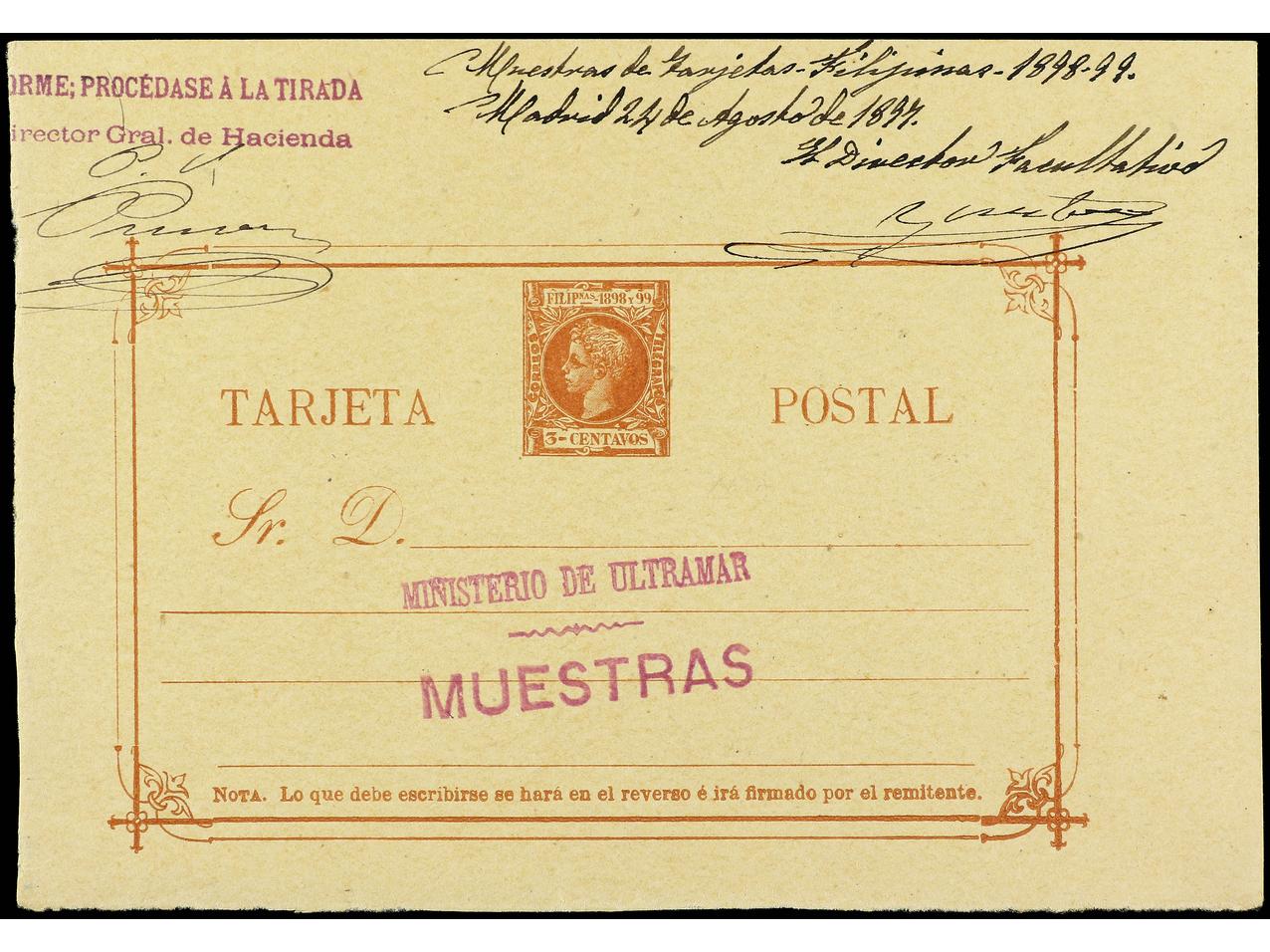 Lot 2305 - Philippines. Postal Stationery  -  Soler Y Llach B.P.O. Abroad, Philippines Postal Rates and 1880-1899 period and Philippines, Cuba and Puerto Rico Postal Stationery