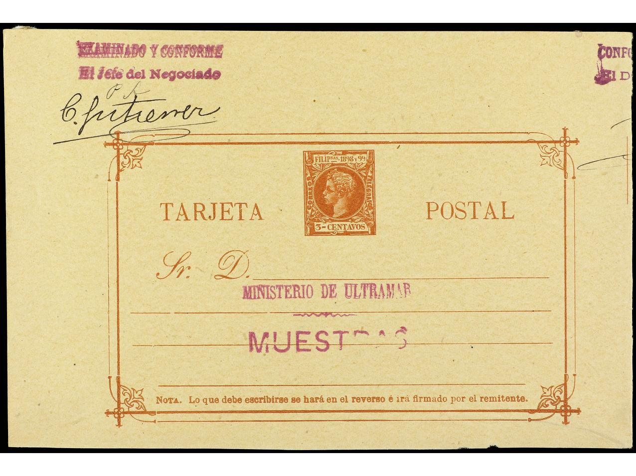 Lot 2304 - Philippines. Postal Stationery  -  Soler Y Llach B.P.O. Abroad, Philippines Postal Rates and 1880-1899 period and Philippines, Cuba and Puerto Rico Postal Stationery