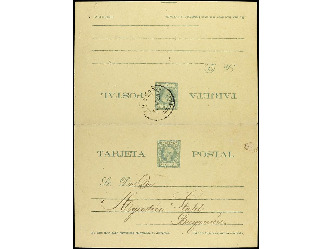 Lot 2348 - Puerto Rico. Postal Stationery - Soler Y Llach B.P.O. Abroad, Philippines Postal Rates and 1880-1899 period and Philippines, Cuba and Puerto Rico Postal Stationery Lot 2348 - Puerto Rico. Postal Stationery - Soler Y Llach B.P.O. Abroad, Philippines Postal Rates and 1880-1899 period and Philippines, Cuba and Puerto Rico Postal Stationery