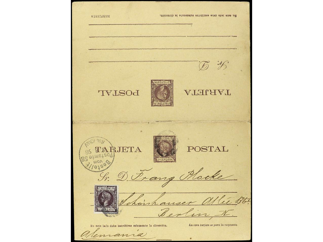 Lot 2349 - Puerto Rico. Postal Stationery - Soler Y Llach B.P.O. Abroad, Philippines Postal Rates and 1880-1899 period and Philippines, Cuba and Puerto Rico Postal Stationery Lot 2349 - Puerto Rico. Postal Stationery - Soler Y Llach B.P.O. Abroad, Philippines Postal Rates and 1880-1899 period and Philippines, Cuba and Puerto Rico Postal Stationery