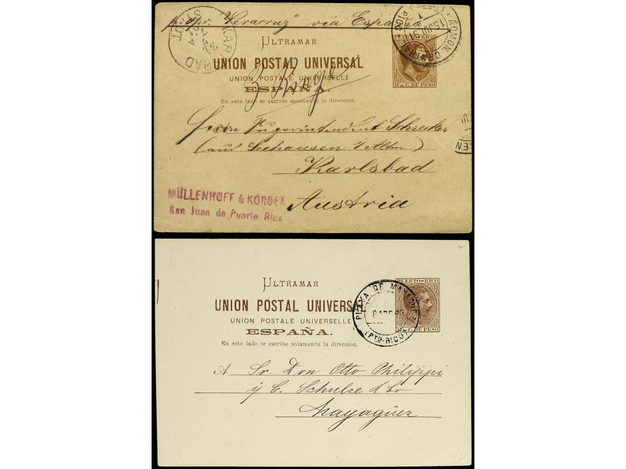 Lot 2351 - Puerto Rico. Postal Stationery - Soler Y Llach B.P.O. Abroad, Philippines Postal Rates and 1880-1899 period and Philippines, Cuba and Puerto Rico Postal Stationery Lot 2351 - Puerto Rico. Postal Stationery - Soler Y Llach B.P.O. Abroad, Philippines Postal Rates and 1880-1899 period and Philippines, Cuba and Puerto Rico Postal Stationery