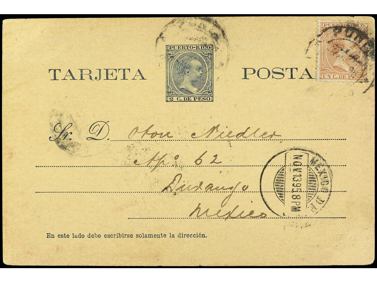 Lot 2353 - Puerto Rico. Postal Stationery  -  Soler Y Llach B.P.O. Abroad, Philippines Postal Rates and 1880-1899 period and Philippines, Cuba and Puerto Rico Postal Stationery