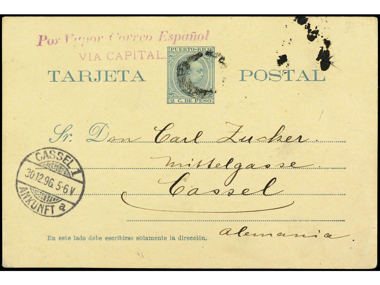 Lot 2358 - Puerto Rico. Postal Stationery  -  Soler Y Llach B.P.O. Abroad, Philippines Postal Rates and 1880-1899 period and Philippines, Cuba and Puerto Rico Postal Stationery