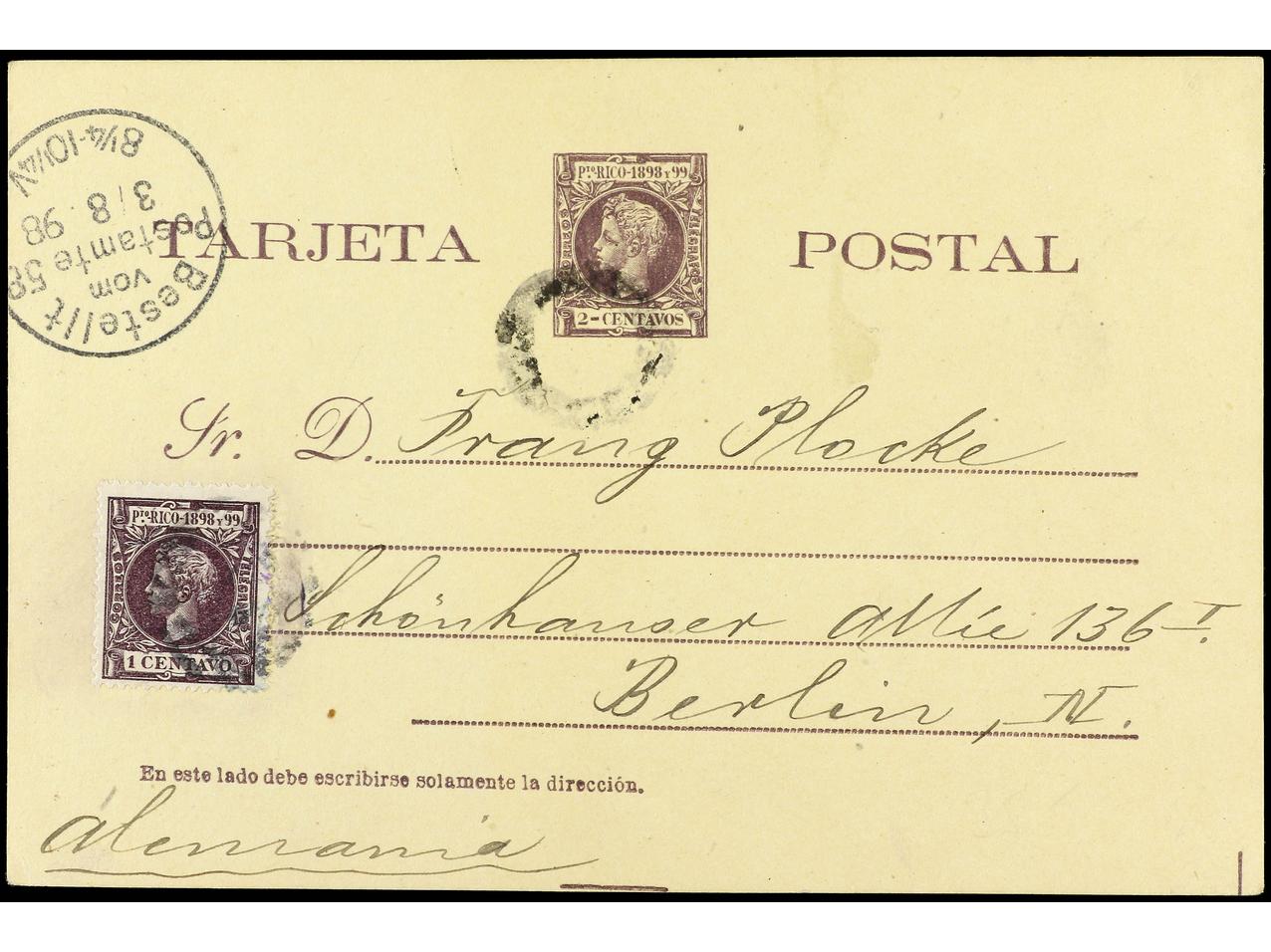 Lot 2367 - Puerto Rico. Postal Stationery  -  Soler Y Llach B.P.O. Abroad, Philippines Postal Rates and 1880-1899 period and Philippines, Cuba and Puerto Rico Postal Stationery