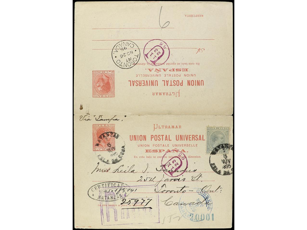 Lot 2317 - Cuba. Postal Stationery  -  Soler Y Llach B.P.O. Abroad, Philippines Postal Rates and 1880-1899 period and Philippines, Cuba and Puerto Rico Postal Stationery