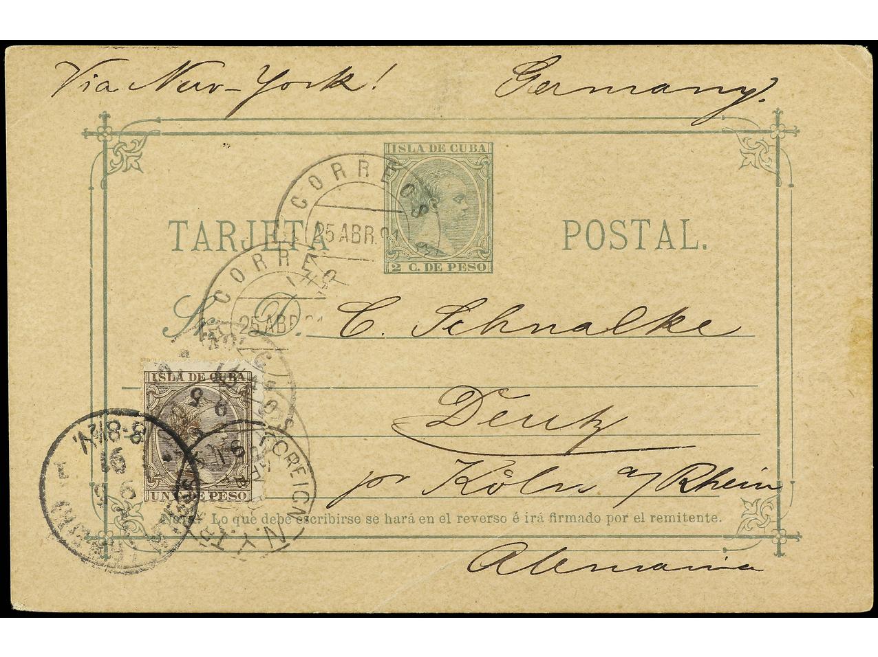 Lot 2327 - Cuba. Postal Stationery  -  Soler Y Llach B.P.O. Abroad, Philippines Postal Rates and 1880-1899 period and Philippines, Cuba and Puerto Rico Postal Stationery