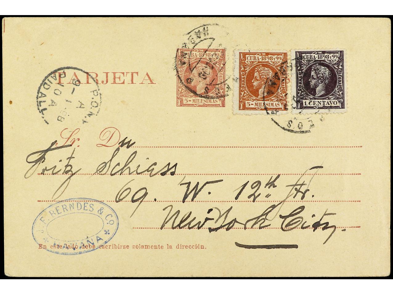 Lot 2334 - Cuba. Postal Stationery - Soler Y Llach B.P.O. Abroad, Philippines Postal Rates and 1880-1899 period and Philippines, Cuba and Puerto Rico Postal Stationery Lot 2334 - Cuba. Postal Stationery - Soler Y Llach B.P.O. Abroad, Philippines Postal Rates and 1880-1899 period and Philippines, Cuba and Puerto Rico Postal Stationery