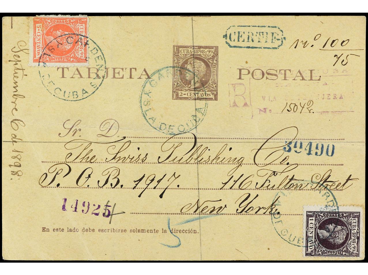 Lot 2342 - Puerto Rico. Postal Stationery - Soler Y Llach B.P.O. Abroad, Philippines Postal Rates and 1880-1899 period and Philippines, Cuba and Puerto Rico Postal Stationery Lot 2342 - Puerto Rico. Postal Stationery - Soler Y Llach B.P.O. Abroad, Philippines Postal Rates and 1880-1899 period and Philippines, Cuba and Puerto Rico Postal Stationery