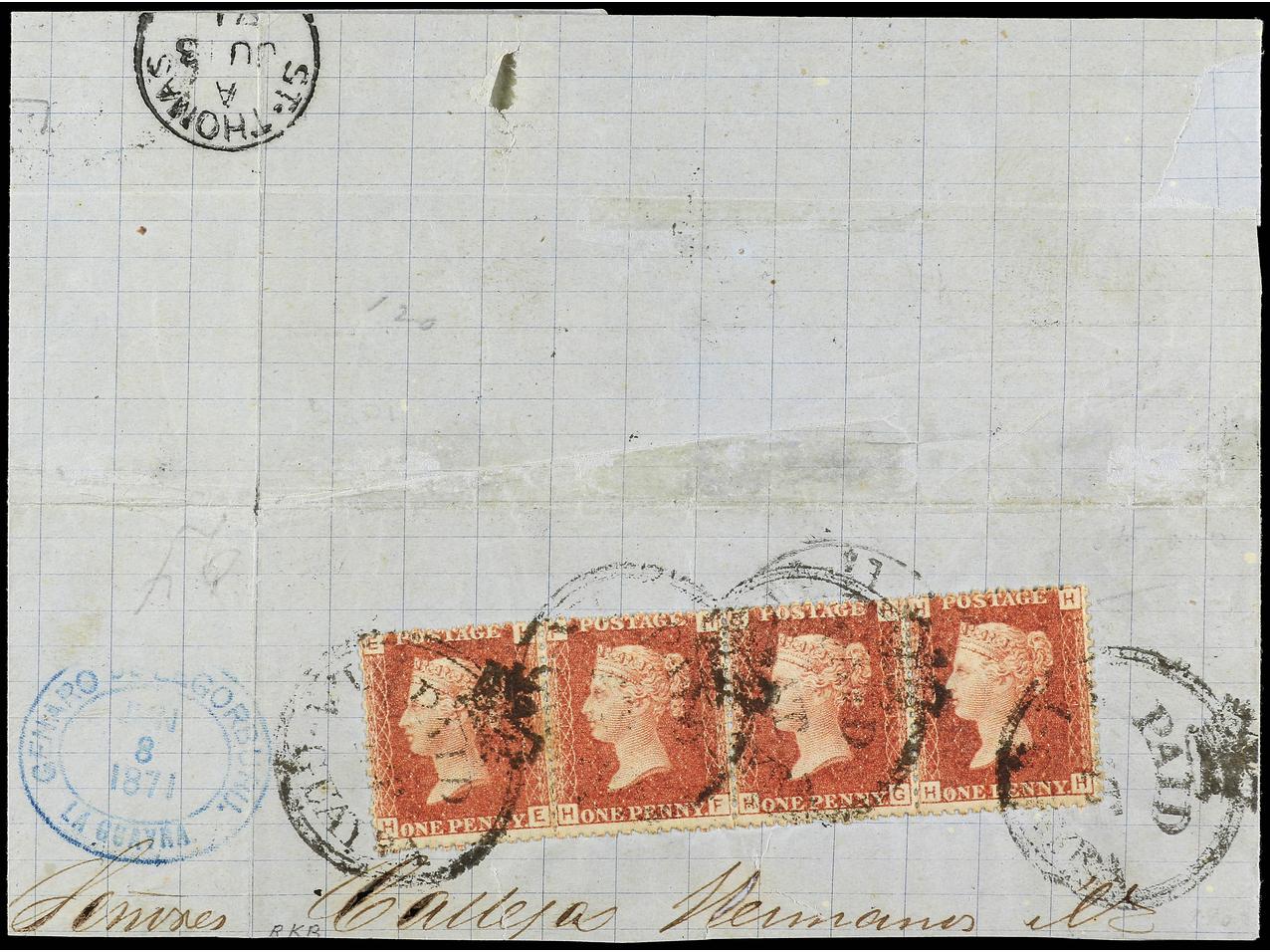 Lot 2025 - british post offices abroad  -  Soler Y Llach B.P.O. Abroad, Philippines Postal Rates and 1880-1899 period and Philippines, Cuba and Puerto Rico Postal Stationery