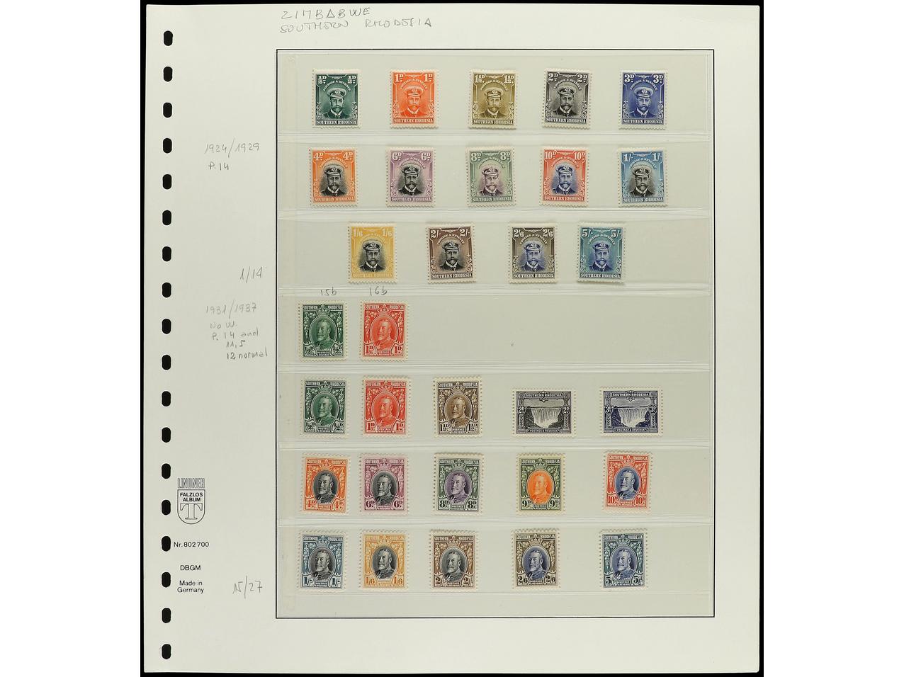 Lot 1718 - Commonwealth and British Empire Stamps in Africa southern rhodesia -  Soler Y Llach British Empire Stamps in Africa Collection - Day 2