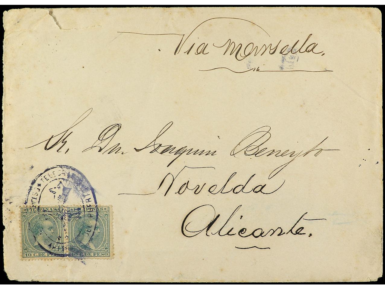 Lot 2172 - Philippines 1880-1899. Alfonso XII - Alfonso XIII  -  Soler Y Llach B.P.O. Abroad, Philippines Postal Rates and 1880-1899 period and Philippines, Cuba and Puerto Rico Postal Stationery