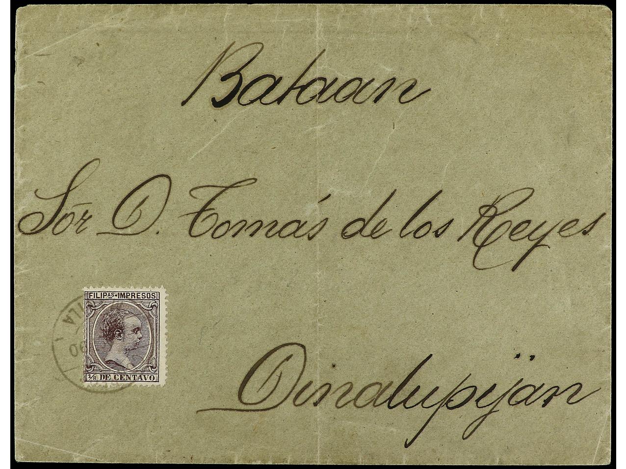 Lot 2162 - Philippines 1880-1899. Alfonso XII - Alfonso XIII  -  Soler Y Llach B.P.O. Abroad, Philippines Postal Rates and 1880-1899 period and Philippines, Cuba and Puerto Rico Postal Stationery