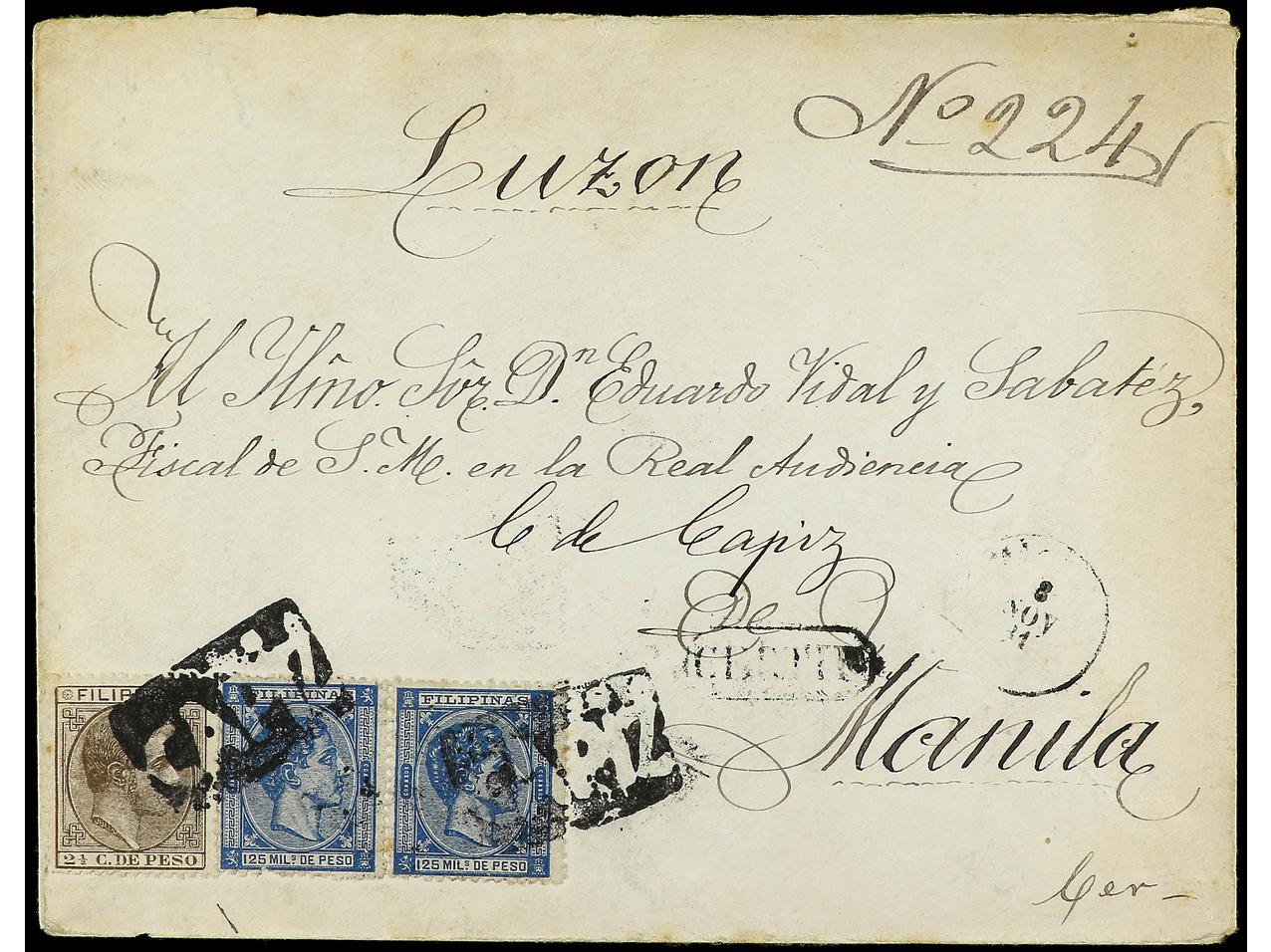 Lot 2125 - Philippines 1880-1899. Alfonso XII - Alfonso XIII - Soler Y Llach B.P.O. Abroad, Philippines Postal Rates and 1880-1899 period and Philippines, Cuba and Puerto Rico Postal Stationery Lot 2125 - Philippines 1880-1899. Alfonso XII - Alfonso XIII - Soler Y Llach B.P.O. Abroad, Philippines Postal Rates and 1880-1899 period and Philippines, Cuba and Puerto Rico Postal Stationery