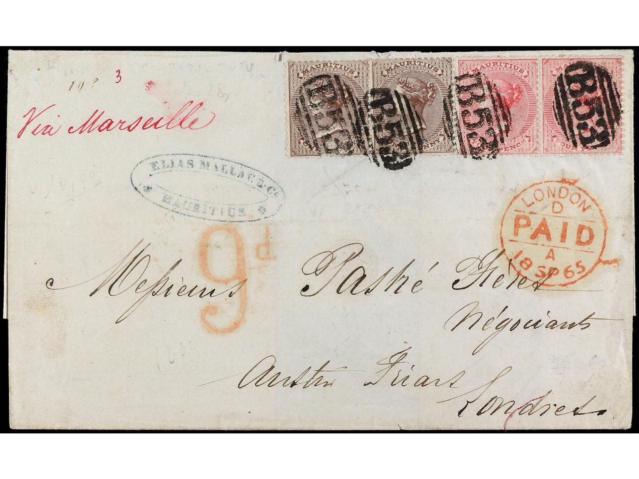 Lot 1052 - british colonies Mauritius - Soler Y Llach Stamps and Postal History of Spain, featuring China, Colombia – Prephilatelic Spanish period –, British Colonies, Japan, Portugal and Switzerland Lot 1052 - british colonies Mauritius - Soler Y Llach Stamps and Postal History of Spain, featuring China, Colombia – Prephilatelic Spanish period –, British Colonies, Japan, Portugal and Switzerland