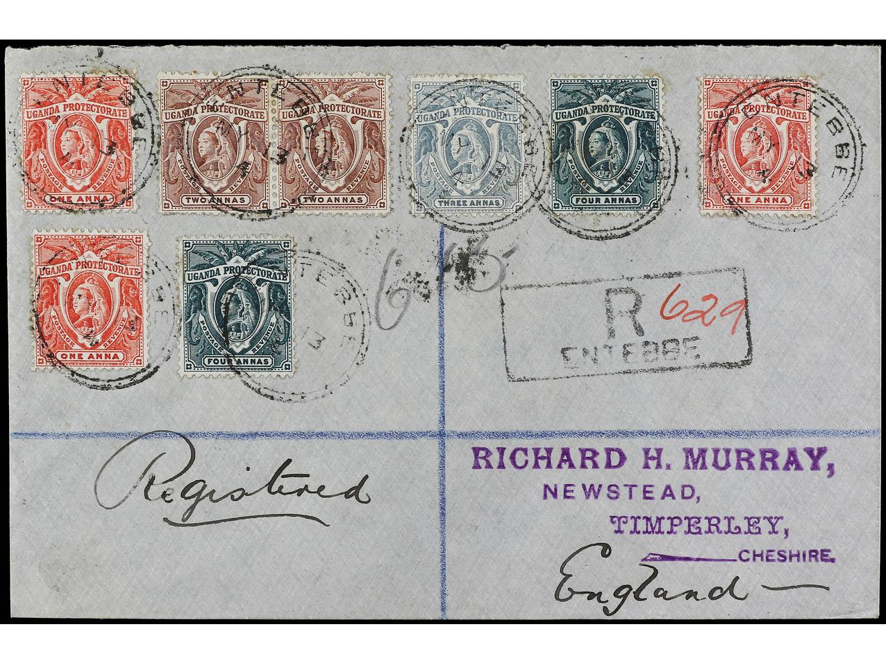 Lot 1119 - british colonies uganda -  Soler Y Llach Stamps and Postal History of Spain, featuring China, Colombia – Prephilatelic Spanish period –, British Colonies, Japan, Portugal and Switzerland