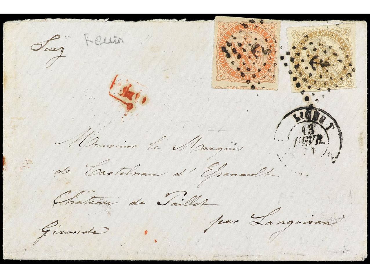Lot 779 - french colonies india -  Soler Y Llach Stamps and Postal History of Spain, featuring China, Colombia – Prephilatelic Spanish period –, British Colonies, Japan, Portugal and Switzerland