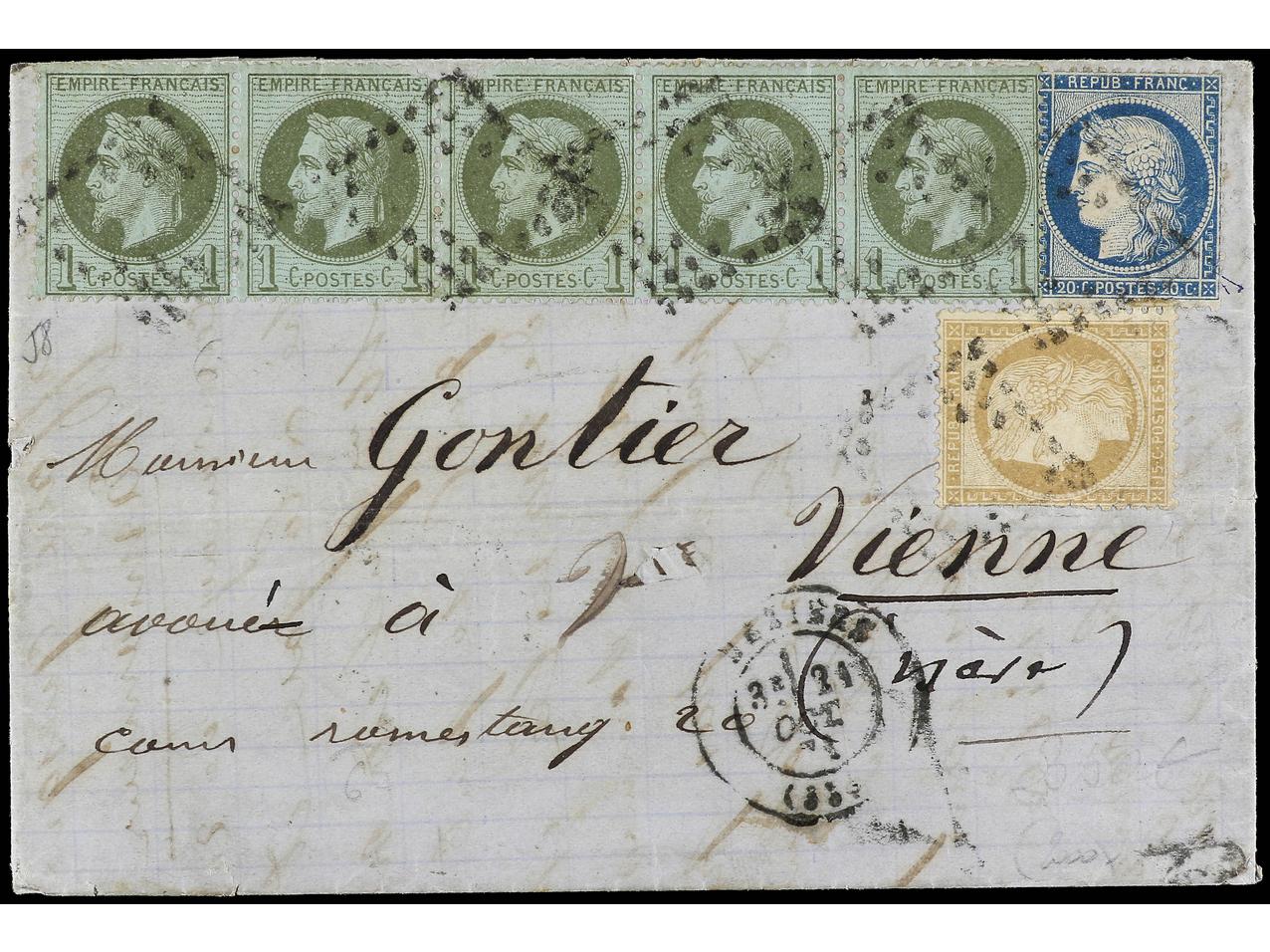 Lot 694 - france and area postal history -  Soler Y Llach Stamps and Postal History of Spain, featuring China, Colombia – Prephilatelic Spanish period –, British Colonies, Japan, Portugal and Switzerland