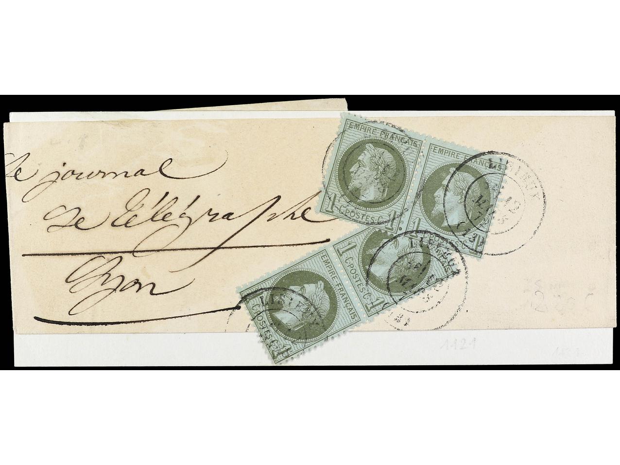 Lot 697 - france and area postal history -  Soler Y Llach Stamps and Postal History of Spain, featuring China, Colombia – Prephilatelic Spanish period –, British Colonies, Japan, Portugal and Switzerland